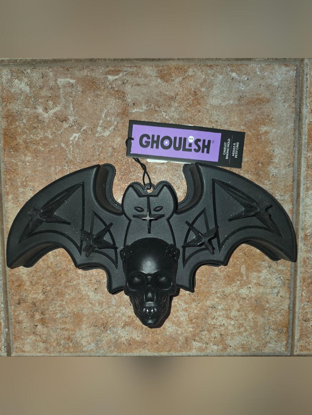 Black Bat Skull Silicone Baking Cake Mold NEW Ghoulish